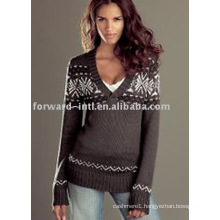 ladies deep V-neck long sleeves pullover